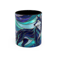 Celestial Wolf Stained Glass Style Mug
