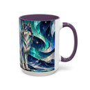 Northern Glow Wolf Stained Glass Style Mug