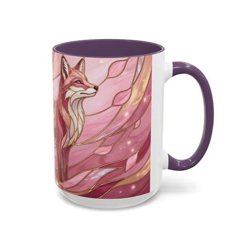 Rose Glow Fox Stained Glass Style Mug