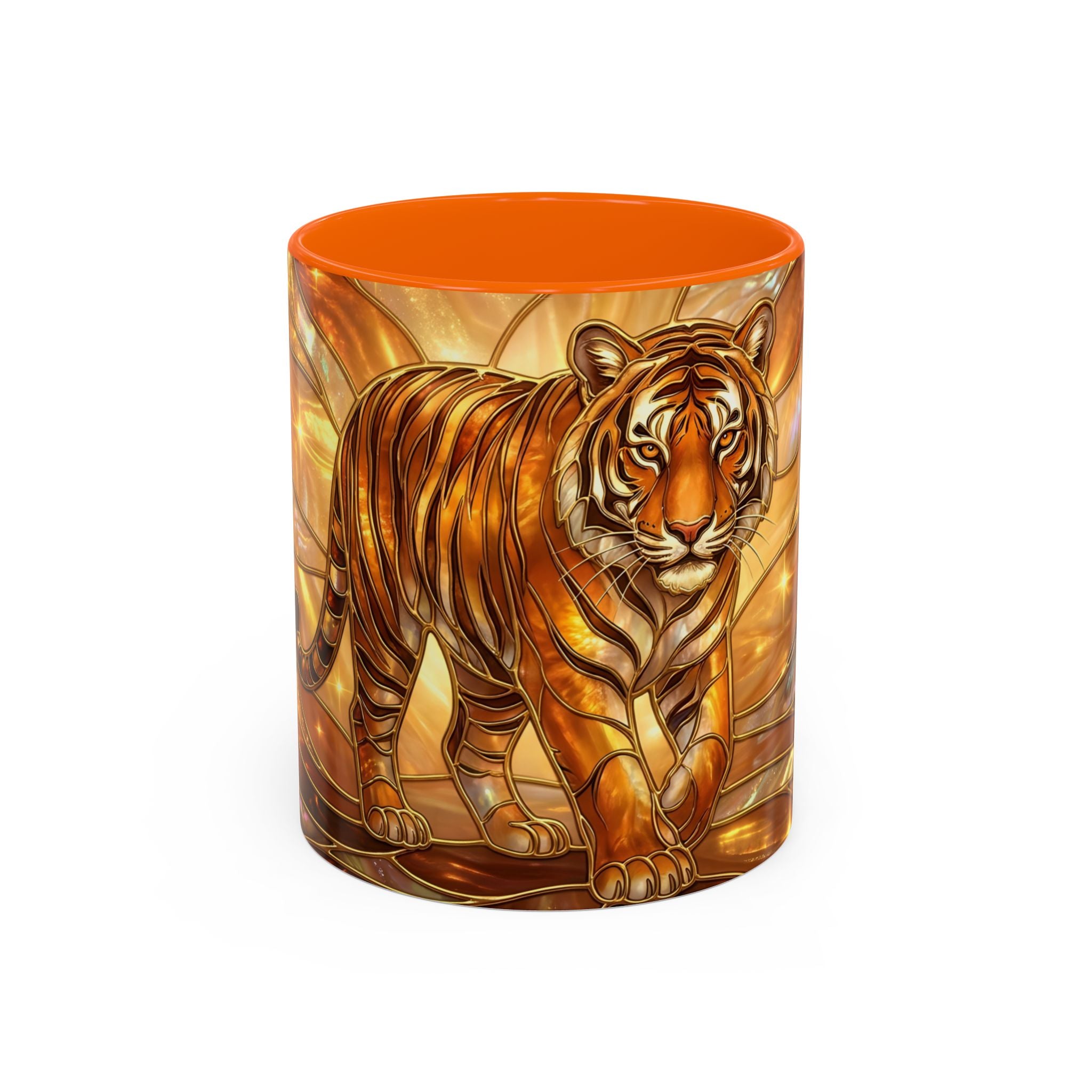 Golden Tiger Stained Glass Style Mug