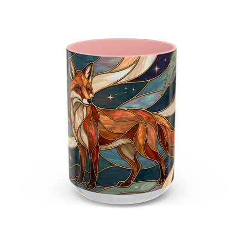 Teal Night Fox Stained Glass Style Mug