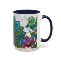 Floral Peacock Stained Glass Style Mug