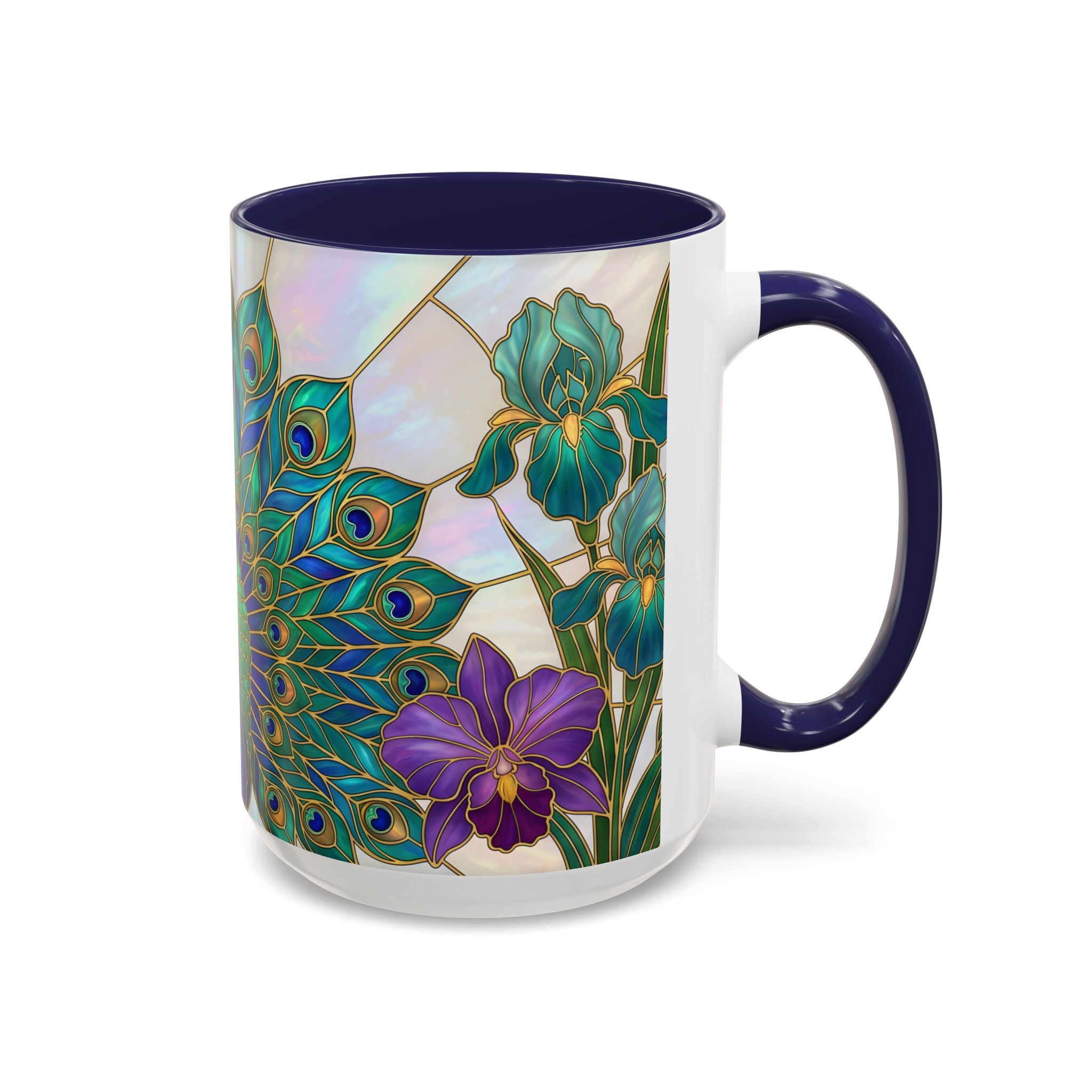 Floral Peacock Stained Glass Style Mug