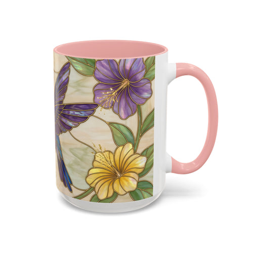 Garden Bloom Hummingbird Stained Glass Style Mug