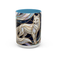 Starlit Arctic Fox Stained Glass Style Mug