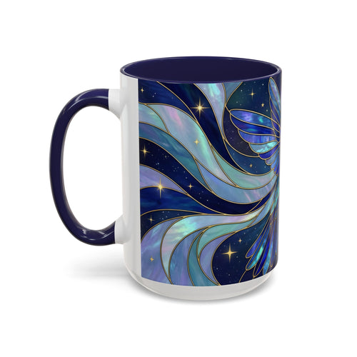 Blue Glow Hummingbird Stained Glass Style Mug