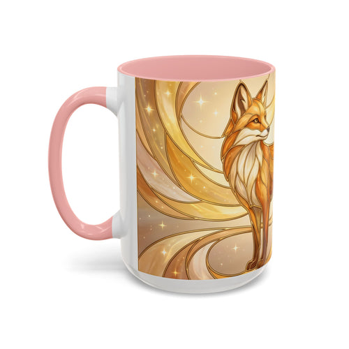 Golden Glow Fox Stained Glass Style Mug