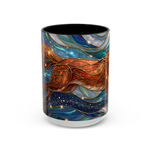 Celestial Running Fox Stained Glass Style Mug