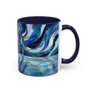 Cobalt Wolf Reflection Stained Glass Style Mug