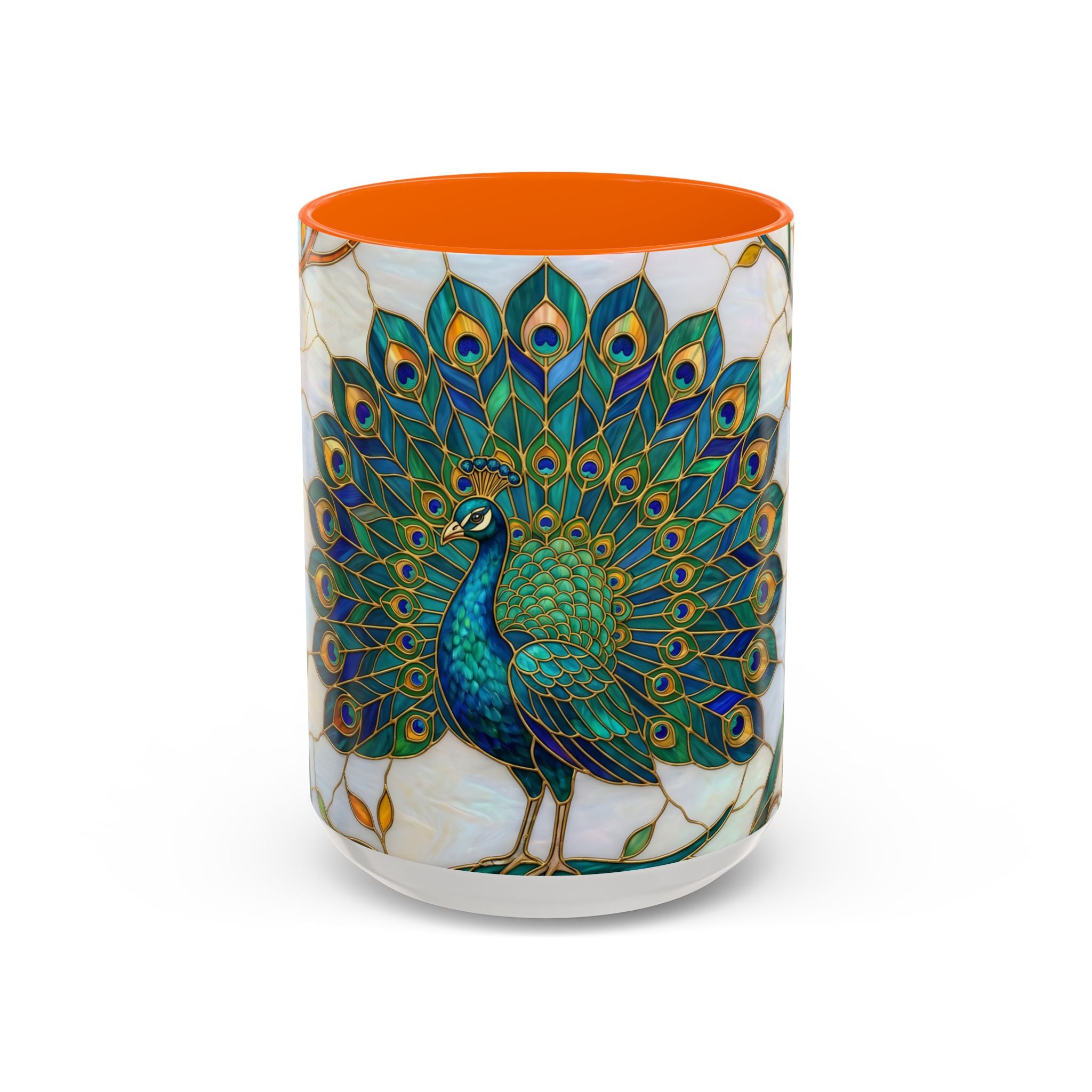 Elegant Peacock Stained Glass Style Mug