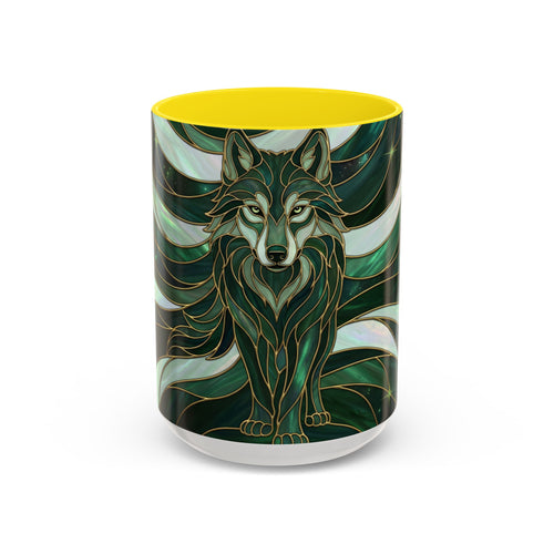Jade Wolf Stained Glass Style Mug