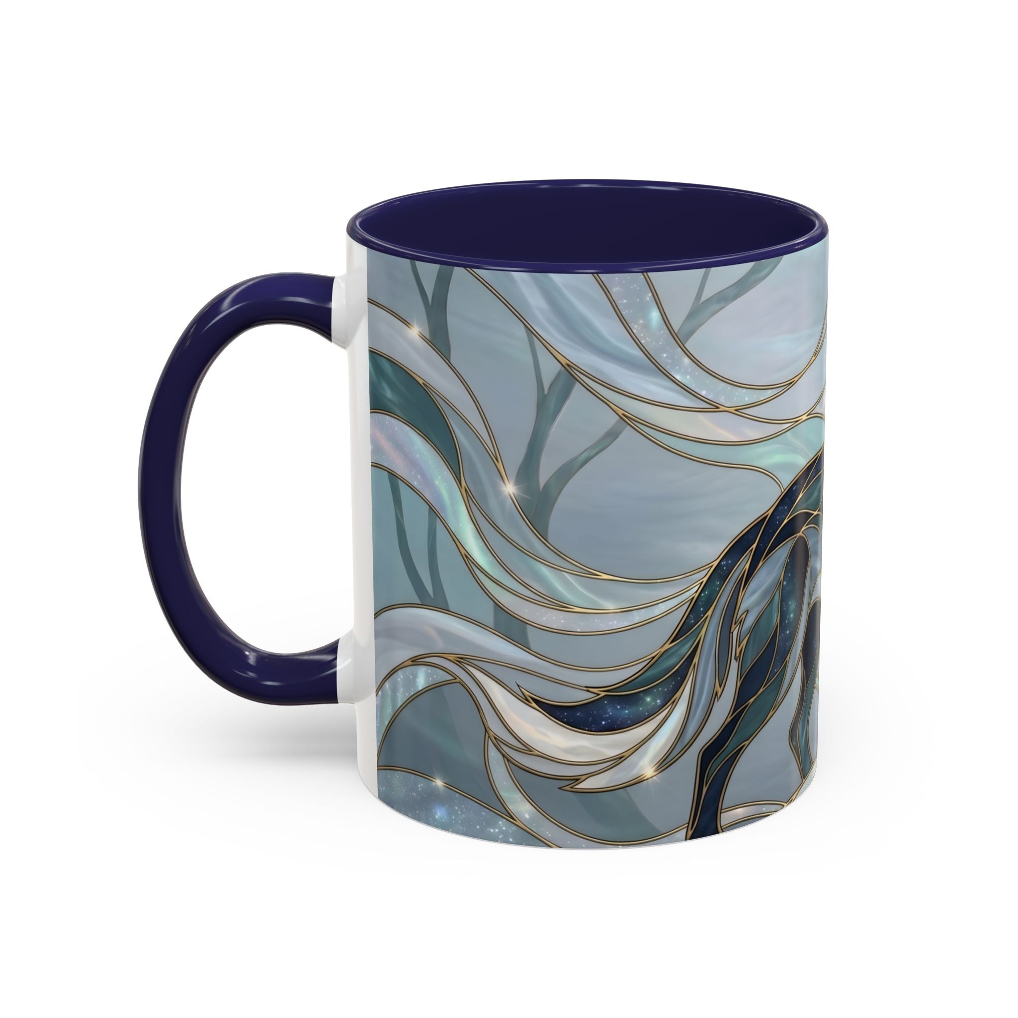 Mystical Blue Wolf Stained Glass Style Mug