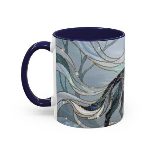 Mystical Blue Wolf Stained Glass Style Mug