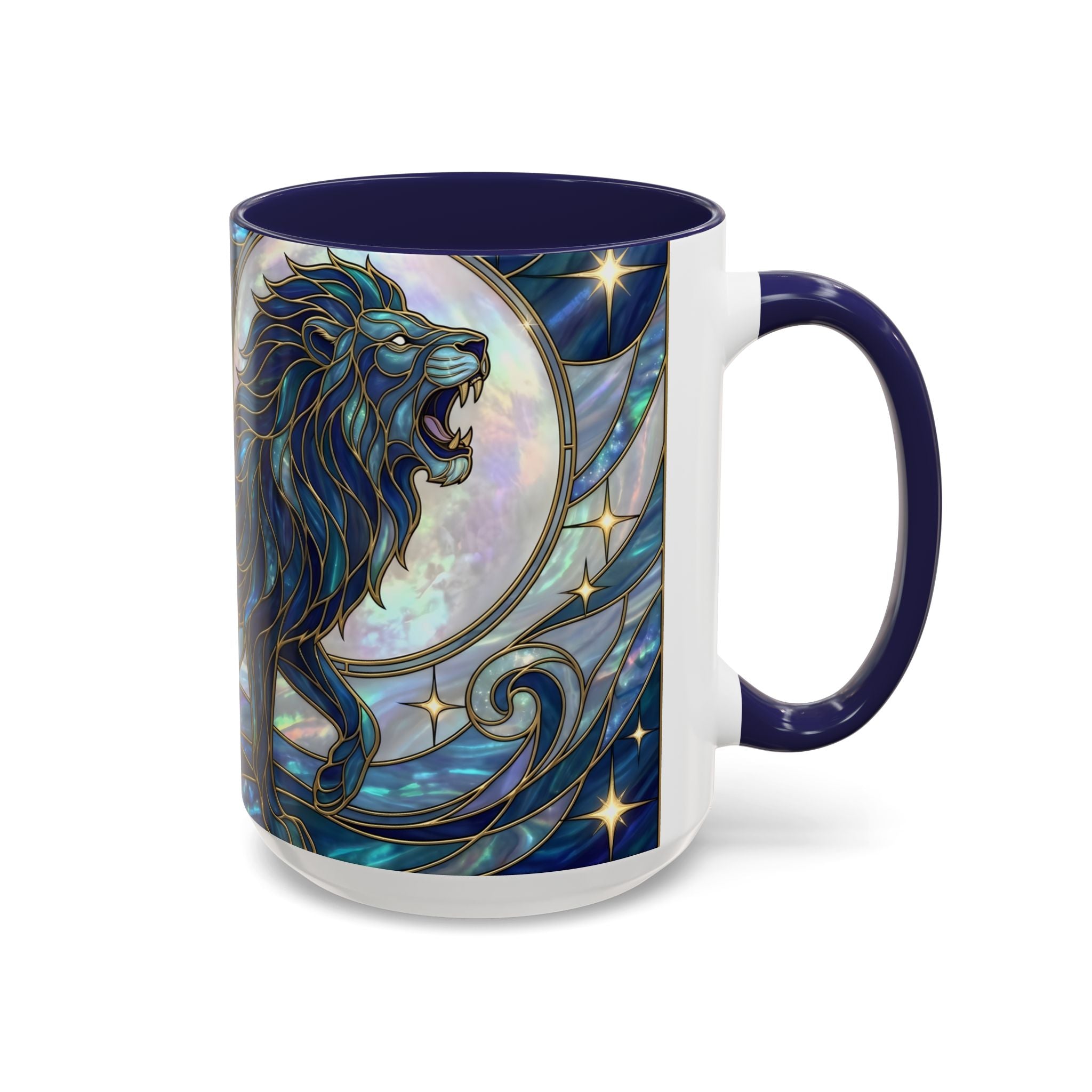 Sapphire Lion Stained Glass Style Mug