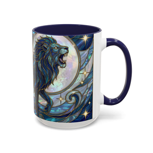 Sapphire Lion Stained Glass Style Mug