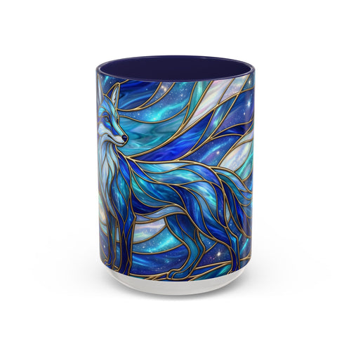 Blue Glow Fox Stained Glass Style Mug