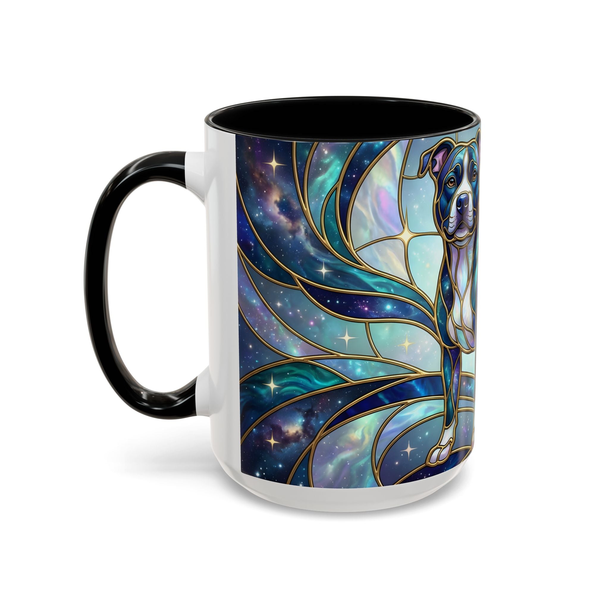 Teal Galaxy Staffy Stained Glass Style Mug