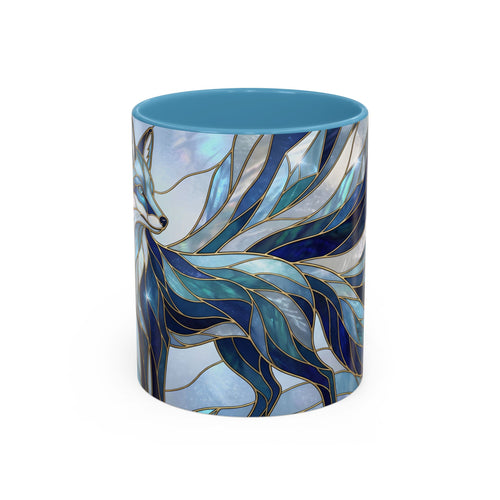 Icy Blue Fox Stained Glass Style Mug