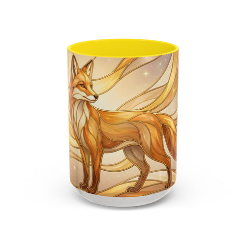 Golden Glow Fox Stained Glass Style Mug