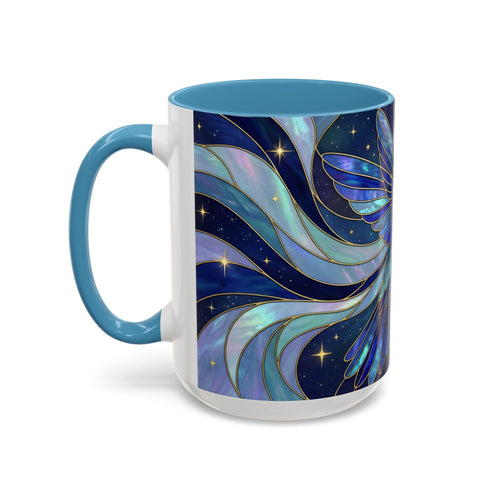 Blue Glow Hummingbird Stained Glass Style Mug