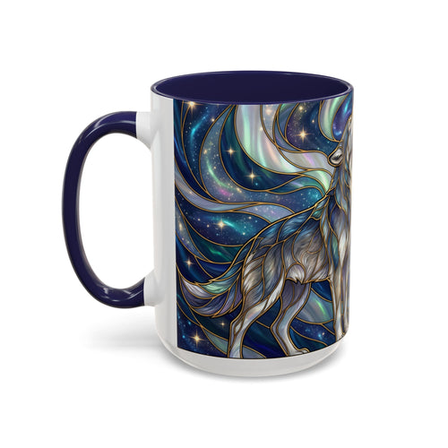 Twin Wolves Stained Glass Style Mug