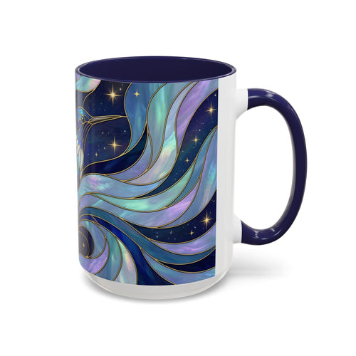 Blue Glow Hummingbird Stained Glass Style Mug