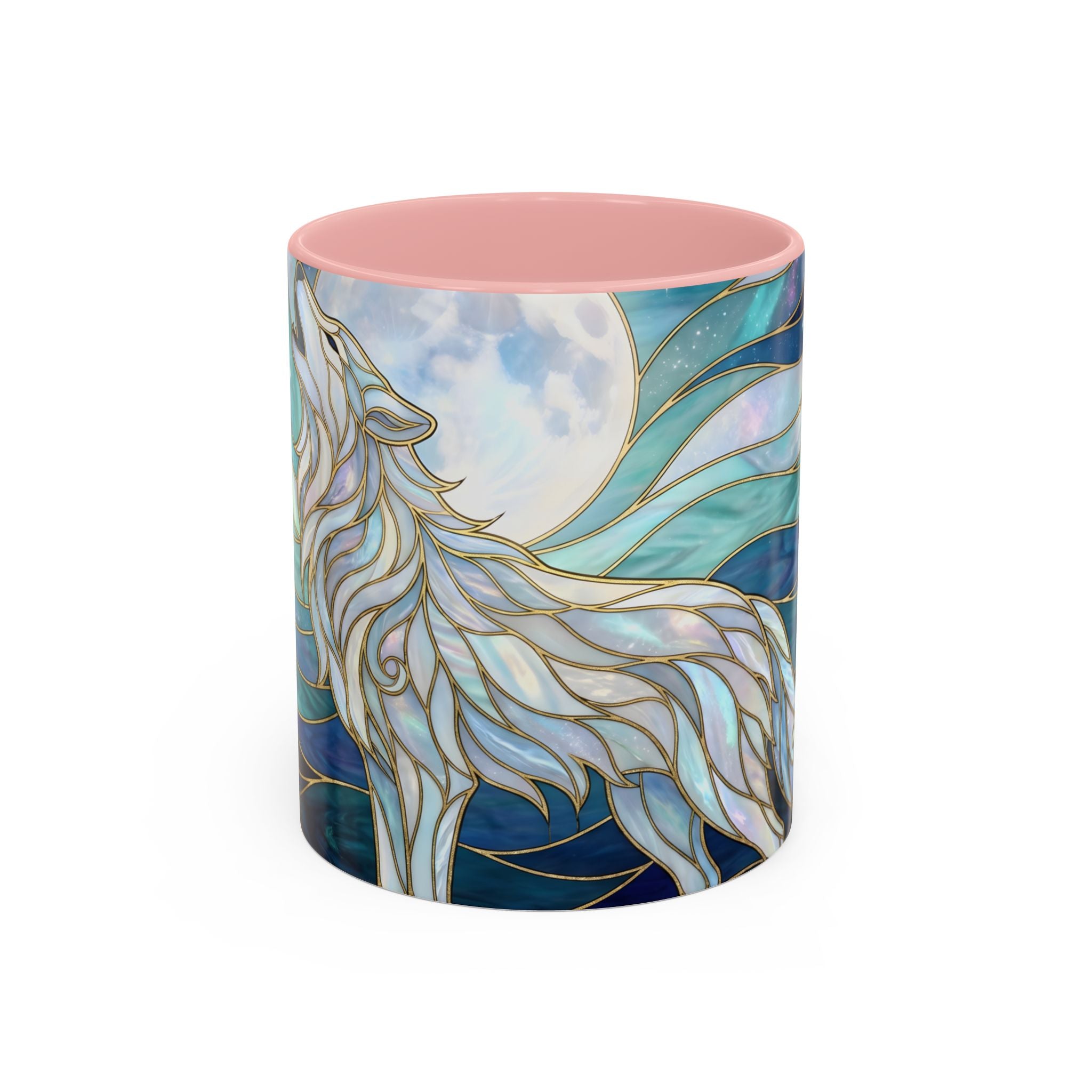 Moonlit Wolf Stained Glass Style Mug