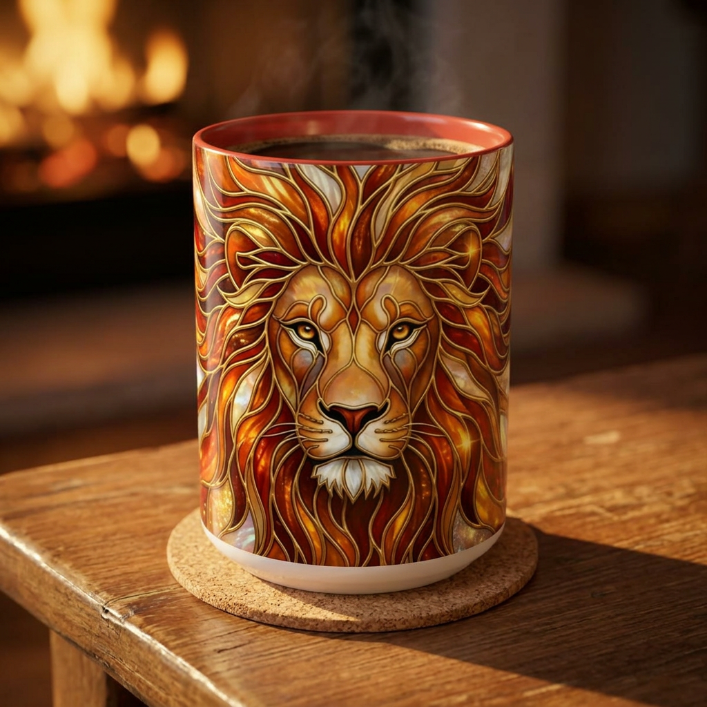 Majestic Lion Stained Glass Mug