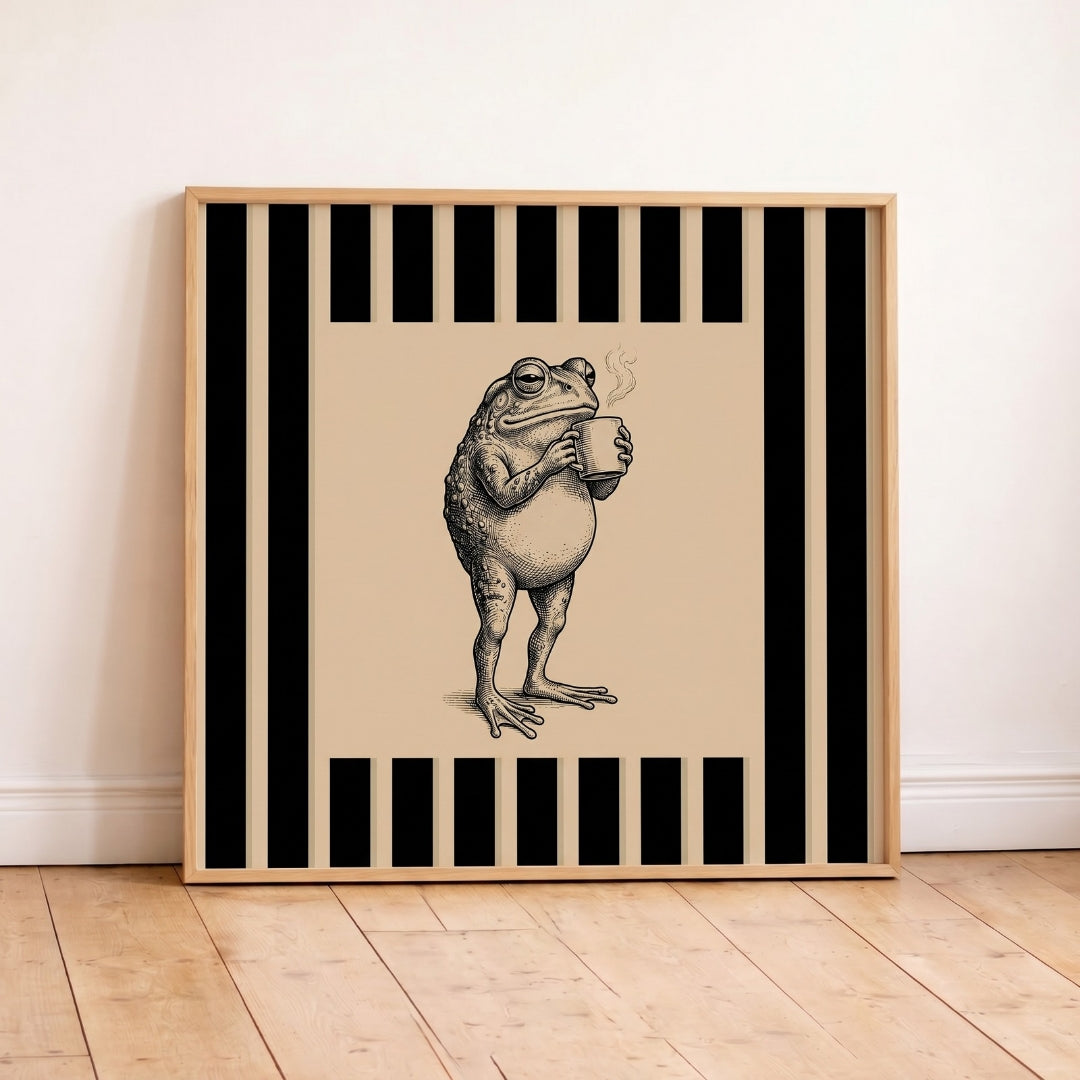 Vintage Caffeinated Toad Square Poster