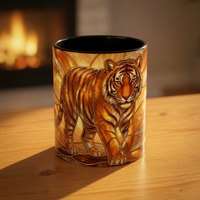 Golden Tiger Stained Glass Style Mug