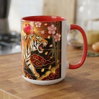 Sakura Tiger Stained Glass Style Mug