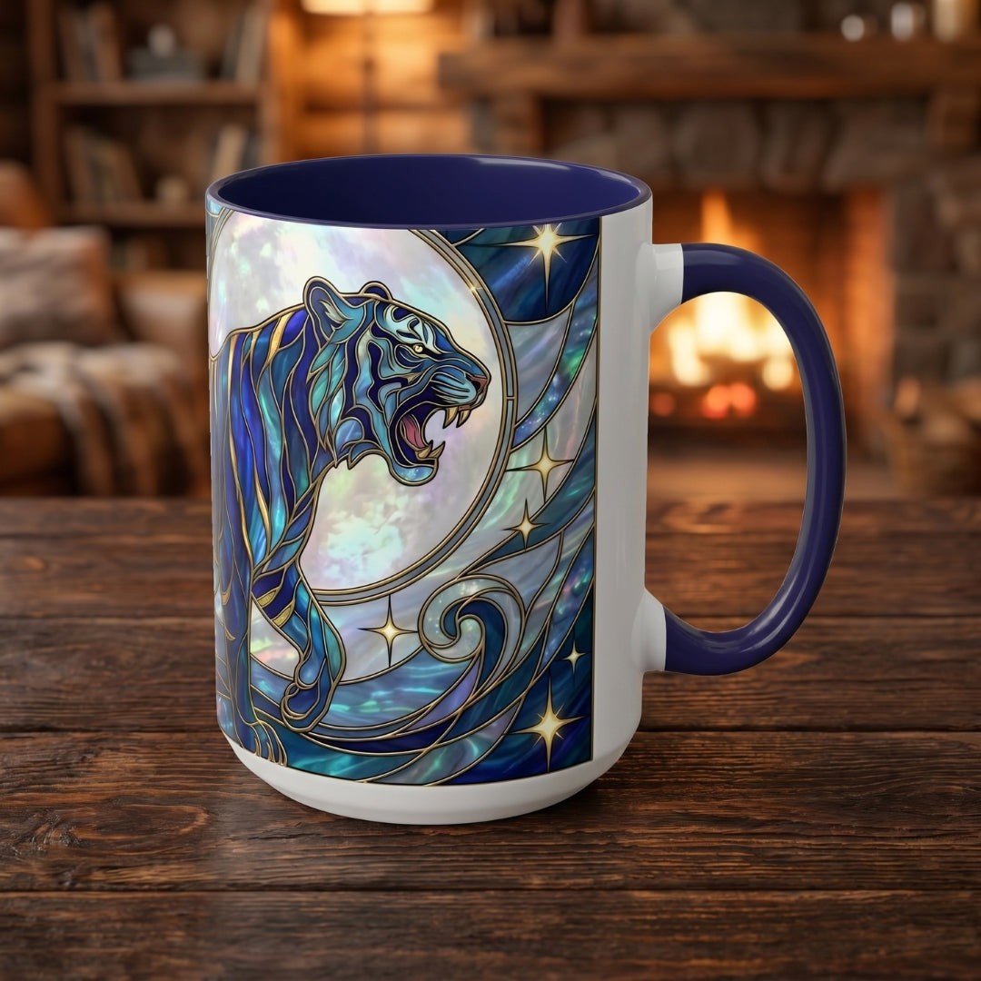 Sapphire Tiger Stained Glass Style Mug