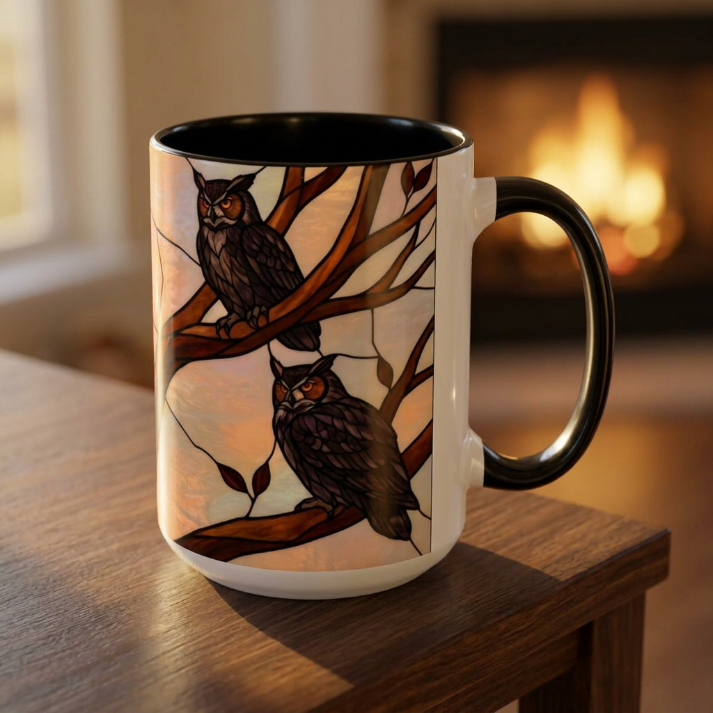 Dusk Owl Stained Glass Style Mug