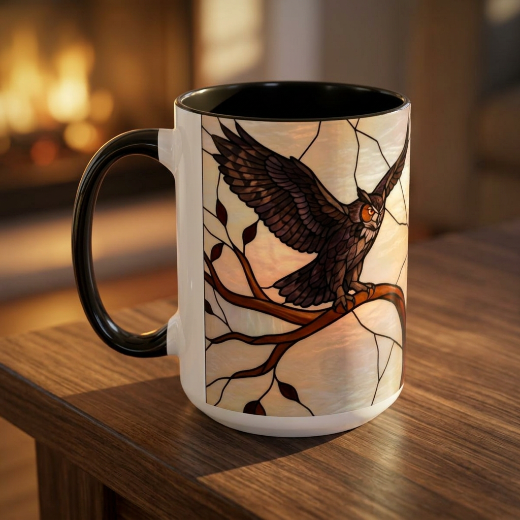 Dusk Owl Stained Glass Style Mug