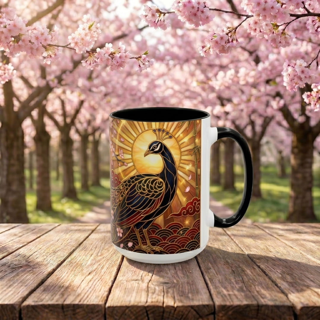 Sakura Peacock Stained Glass Style Mug