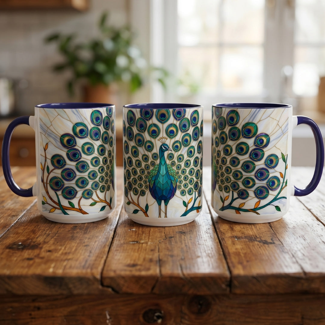 Classic Peacock Stained Glass Style Mug