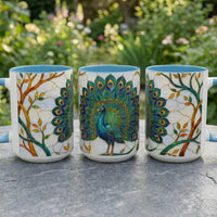 Elegant Peacock Stained Glass Style Mug