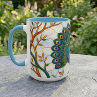 Elegant Peacock Stained Glass Style Mug