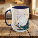 Minimal Peacock Stained Glass Style Mug