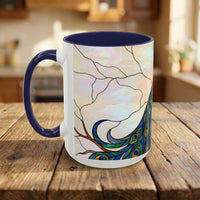 Minimal Peacock Stained Glass Style Mug