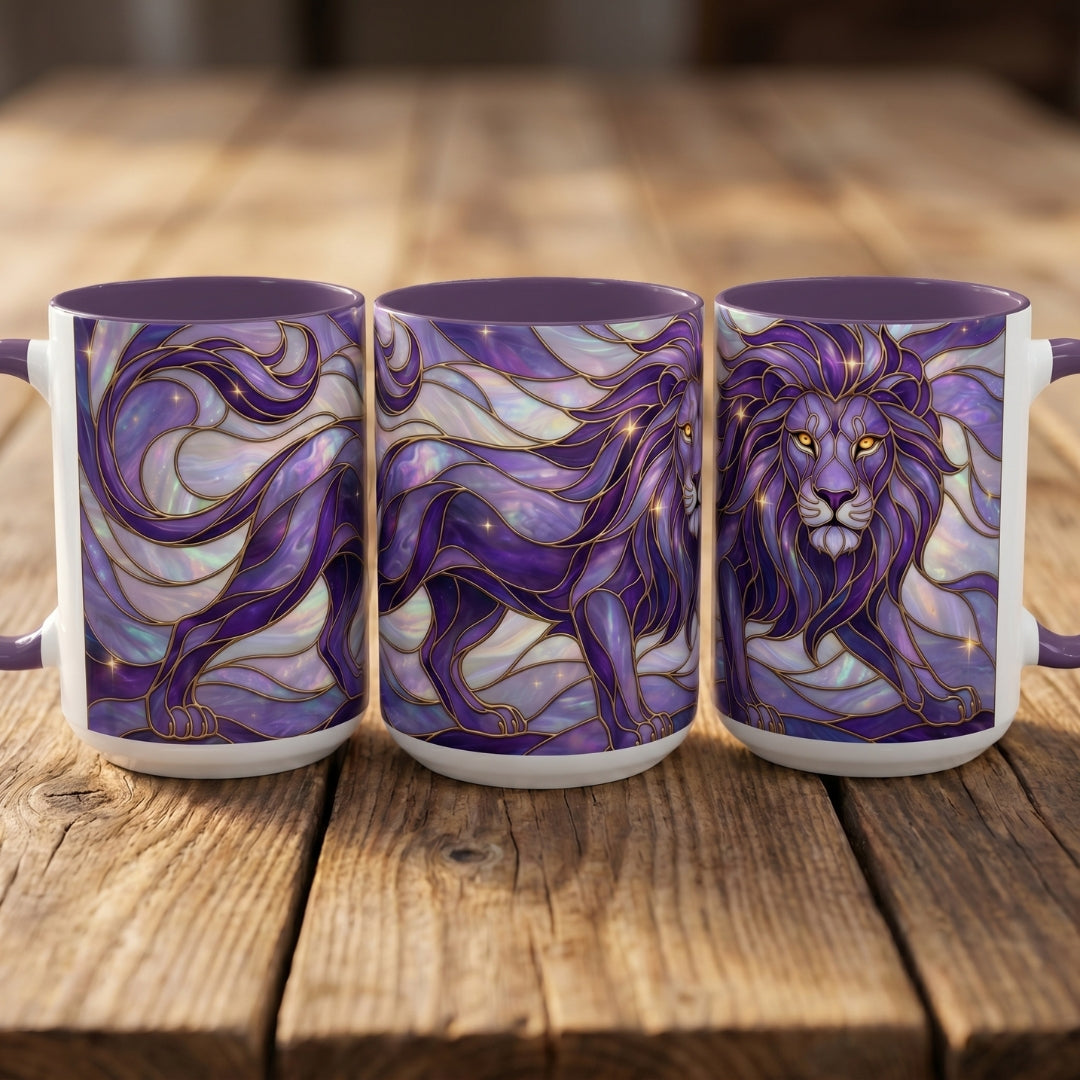 Purple Lion Stained Glass Style Mug