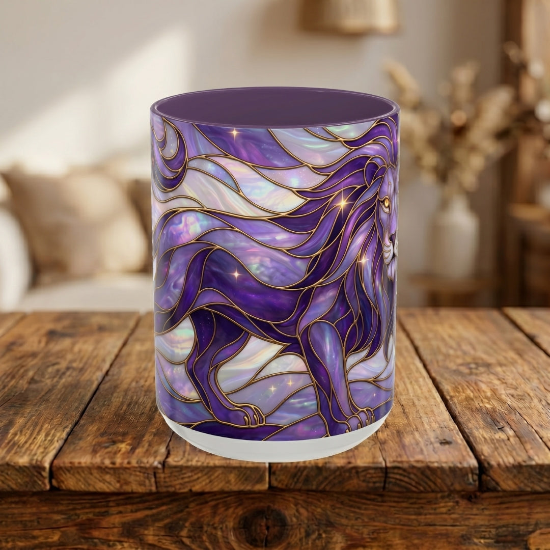 Purple Lion Stained Glass Style Mug