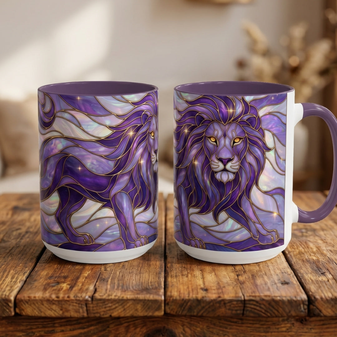 Purple Lion Stained Glass Style Mug