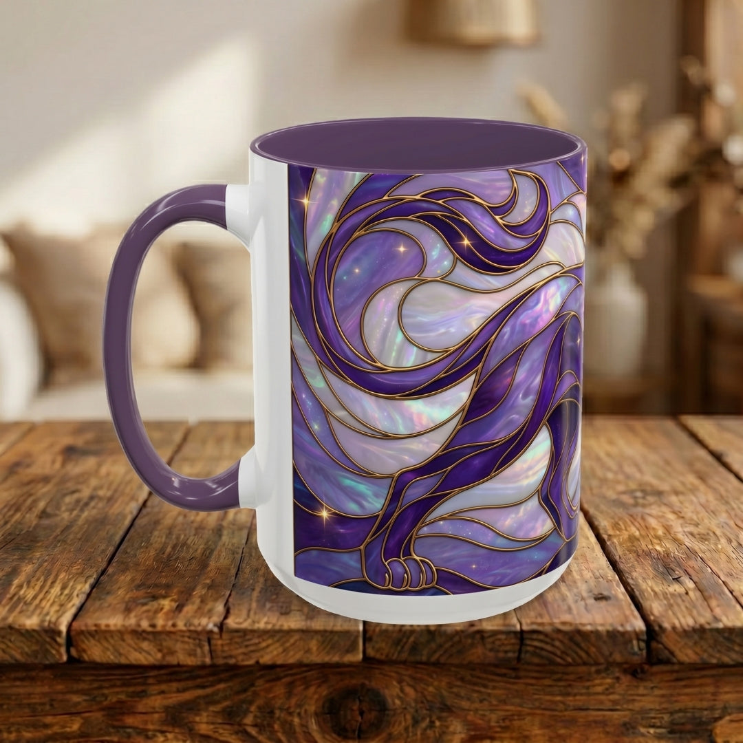 Purple Lion Stained Glass Style Mug