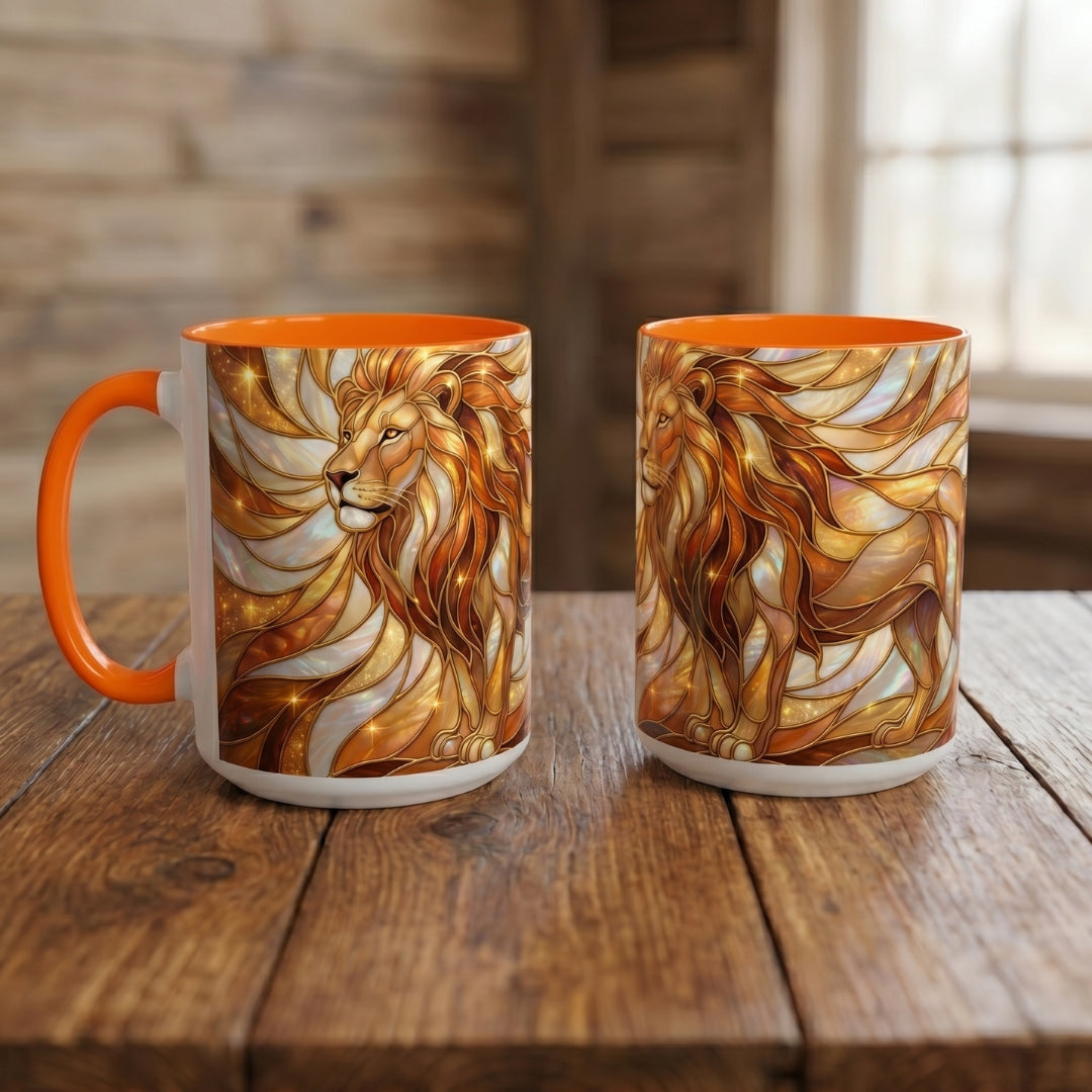 Amber Lion Stained Glass Style Mug
