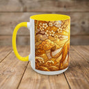 Golden Sakura Lion Stained Glass Style Mug