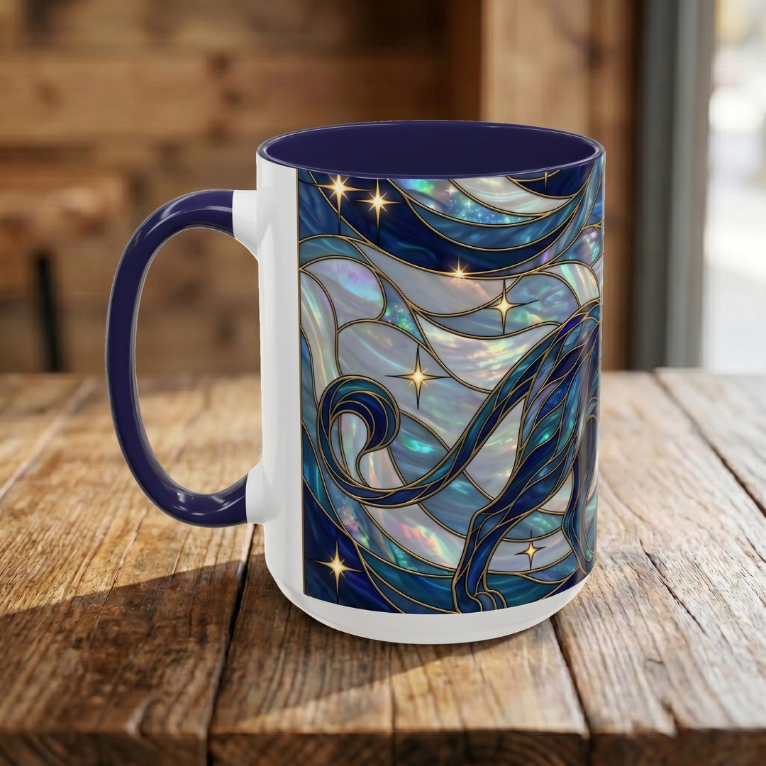 Sapphire Lion Stained Glass Style Mug