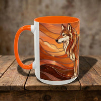 Amber Wolf Stained Glass Style Mug
