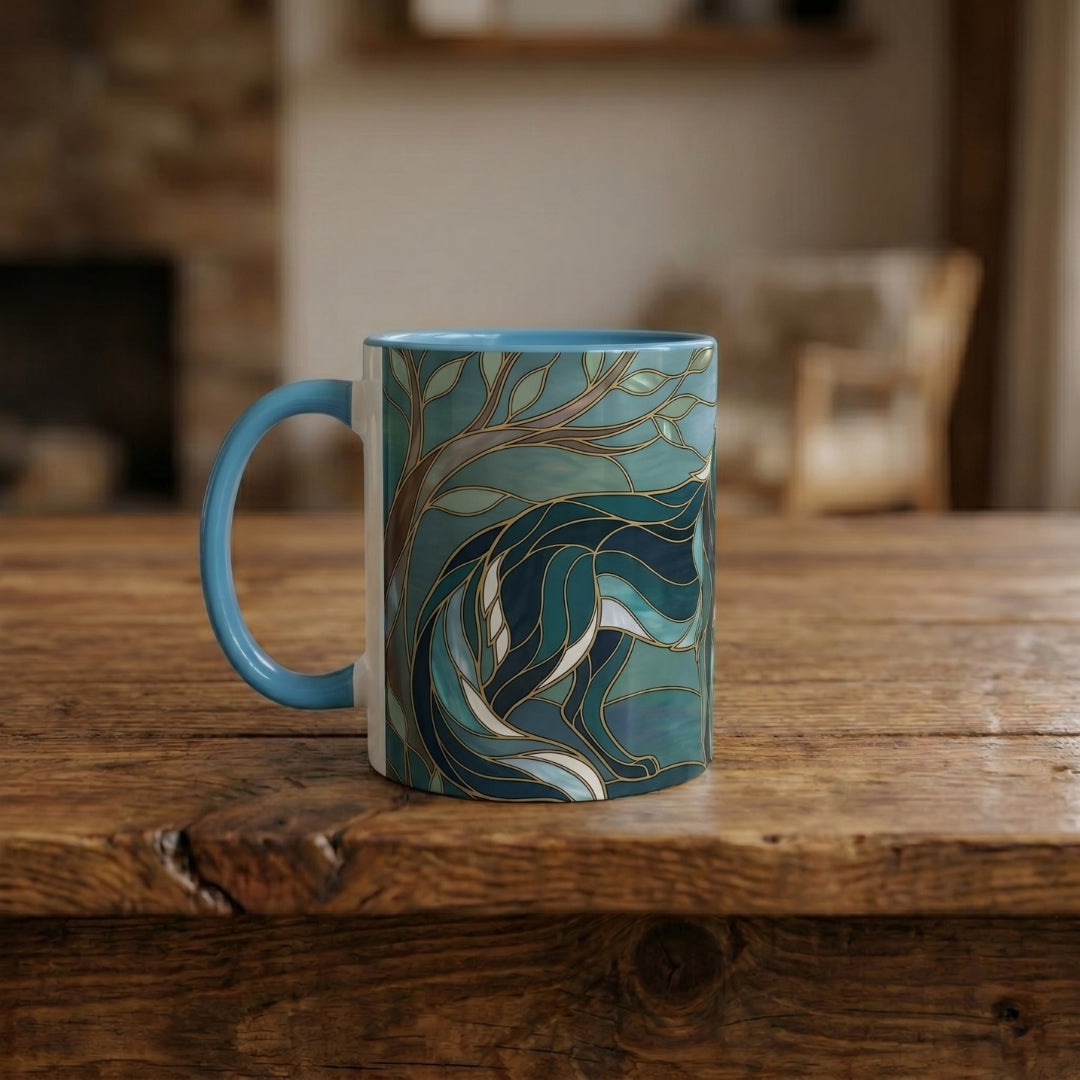 Forest Wolf Stained Glass Style Mug
