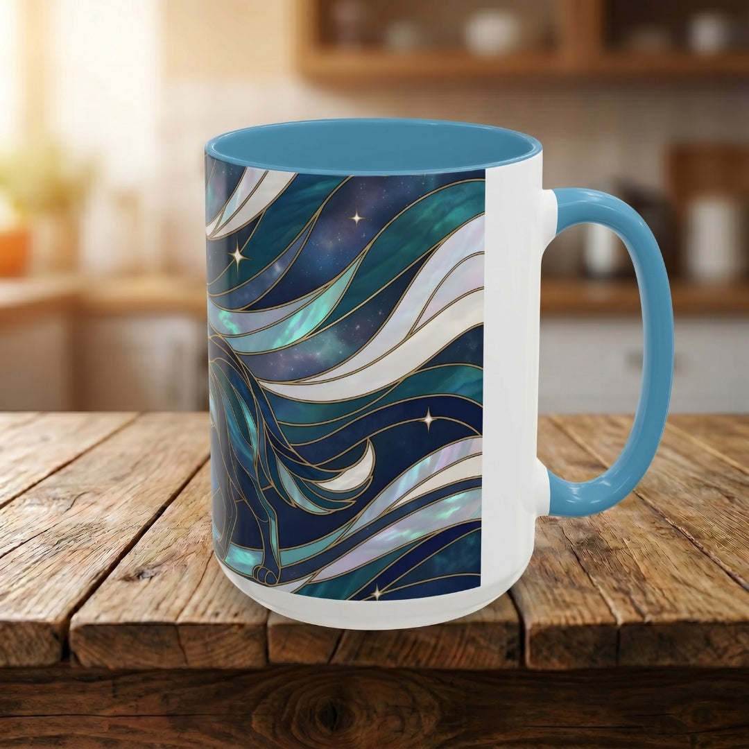Moon Howl Wolf Stained Glass Style Mug